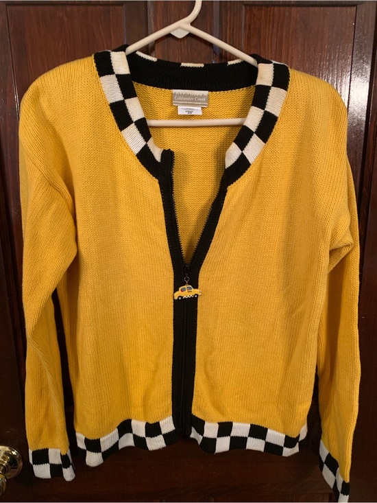 Coldwater Creek Sweaters - Coldwater Creek Vintage 90s Kitsch NYC Taxi Cotton Cardigan